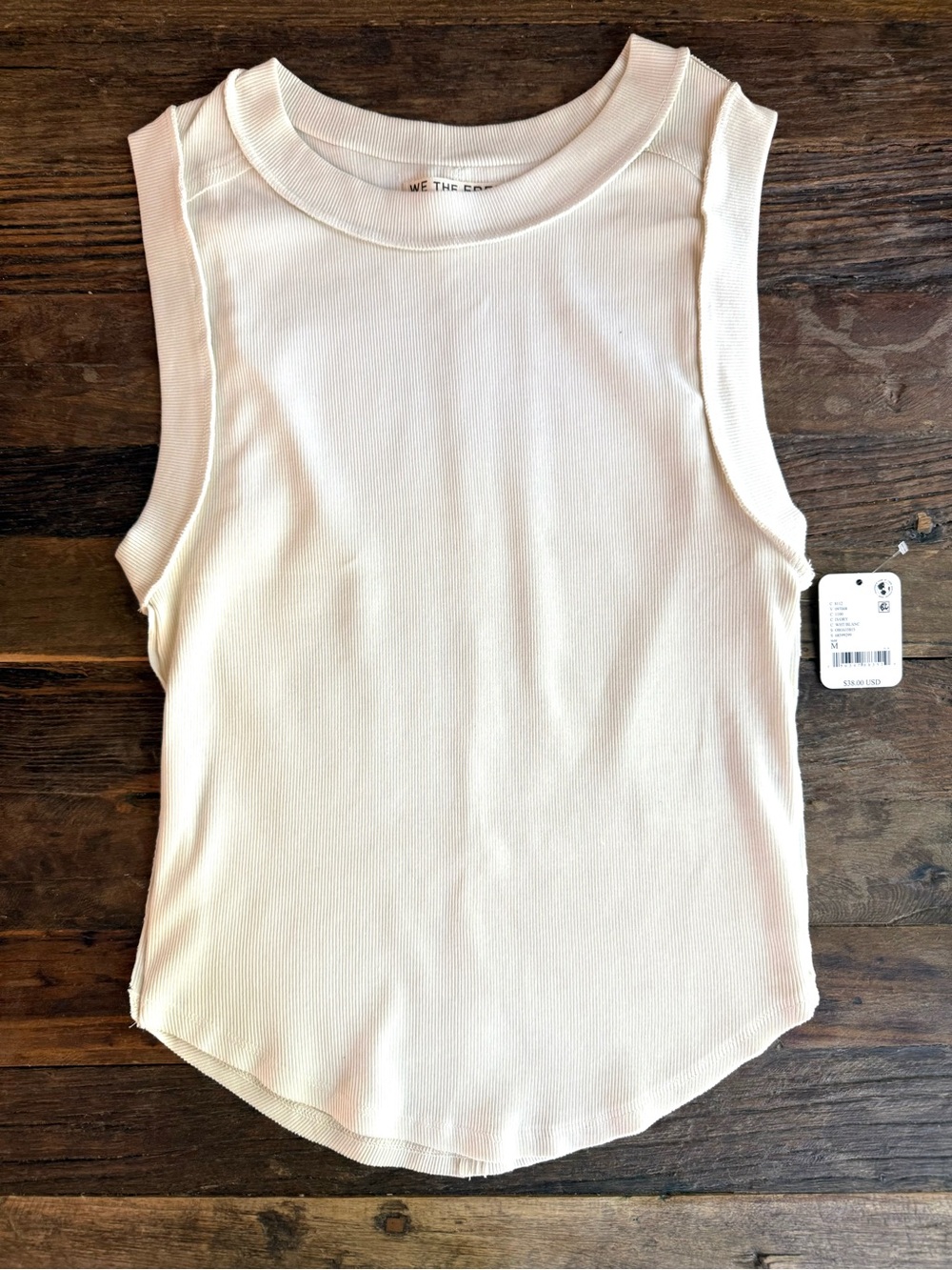 We The Free Women's Cream Ribbed Kate Tank Top NWT